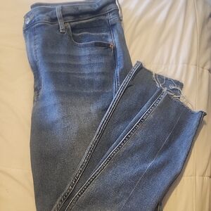 Old Navy Blue Ankle Cropped Jeans with Raw Hem